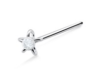 Ribbon Flower Silver Straight Nose Stud NSKA-704